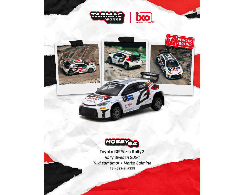 (Coming Soon) Tarmac Works 1:64 Toyota GR Yaris Rally2 Rally Sweden 2024 Yuki Yamamoto / Marko Salminen – Hobby64