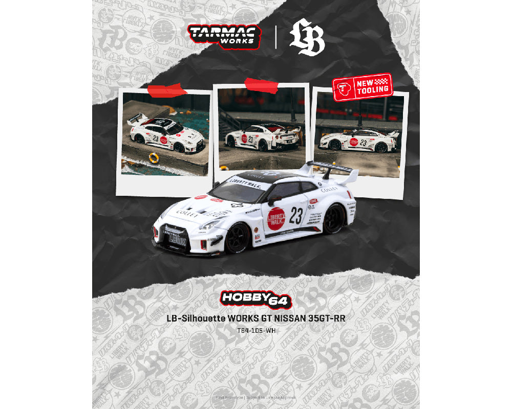 (Coming Soon) Tarmac Works 1:64 LB-Silhouette WORKS GT NISSAN 35GT-RR – White – Hobby64