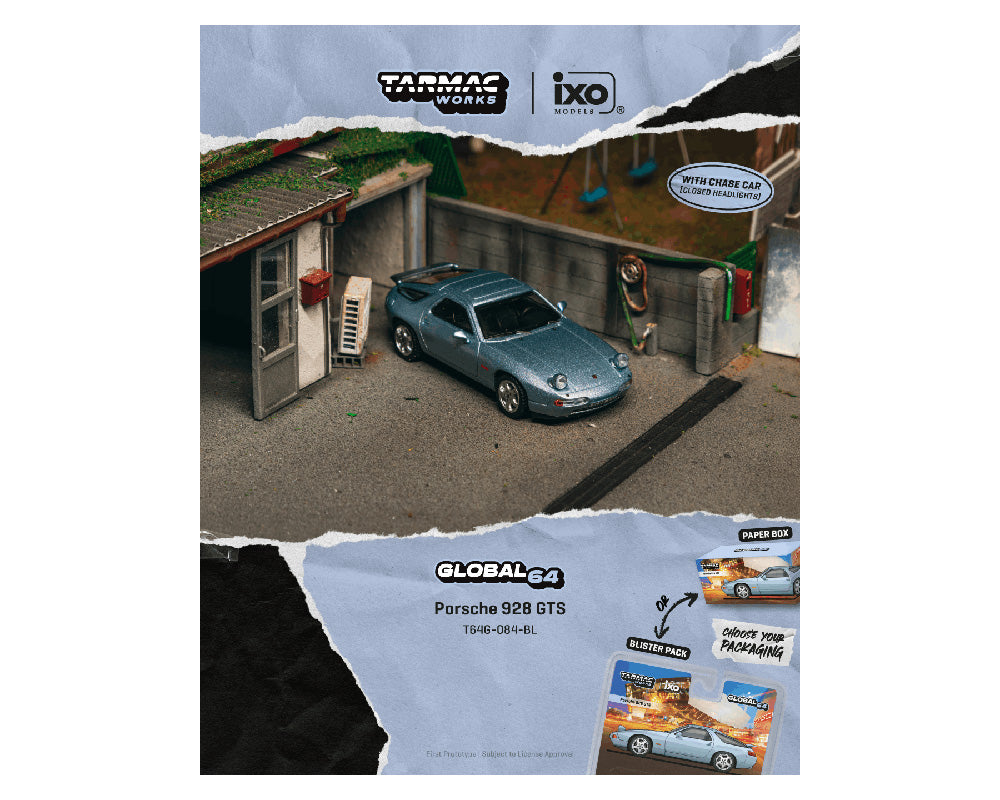 (Coming Soon) Tarmac Works 1:64 Porsche 928 GTS – Blue Metallic – IXO models – Global64
