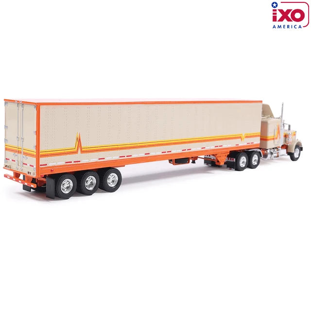 (Coming Soon) IXO America 1:64 Scale 1973 Peterbilt 359 - Orange and Cream with Modern Trailer