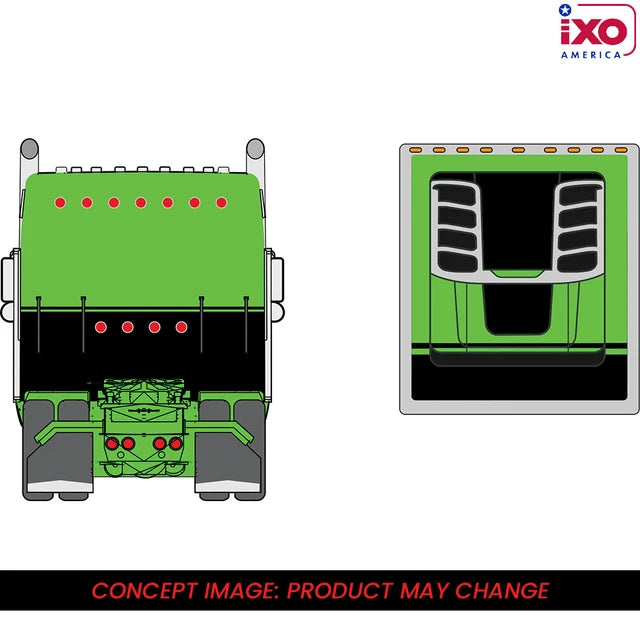 (Coming Soon) IXO America 1:64 1990 Kenworth W900 with Refer Van - Neon Green and Black