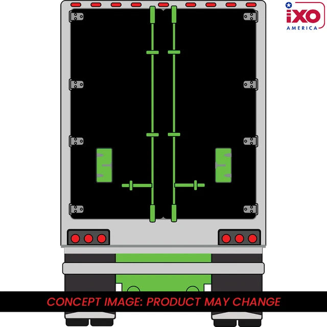 (Coming Soon) IXO America 1:64 1990 Kenworth W900 with Refer Van - Neon Green and Black