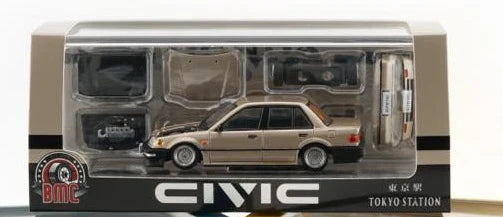 (Coming Soon) BMC 1/64 HONDA CIVIC EF2 1991 - Champagne LHD (TOKYO STATION Exclusive Edition)