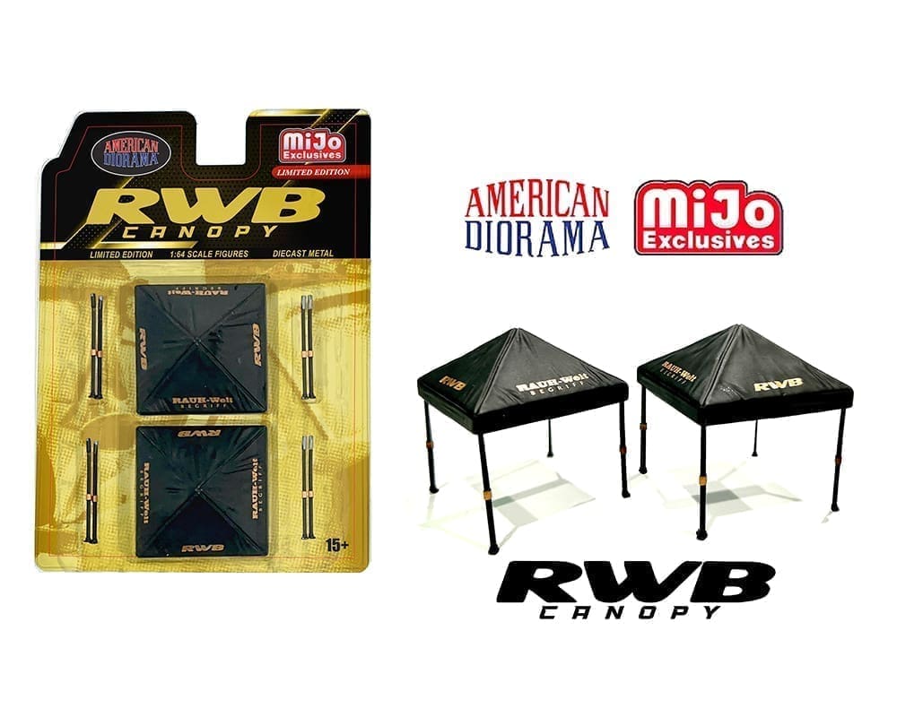 American Diorama 1:64 Canopy RWB – Black – Mijo Exclusives - Midnight City Diecast L.C.