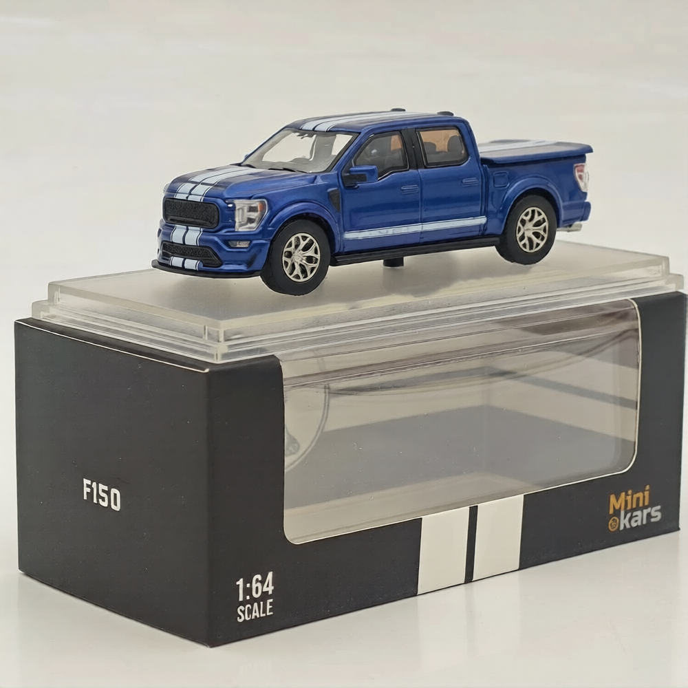Fine Works64 x Mini Kars 1/64 Carroll Shelby F-150 Pickup Truck Blue With Accessories