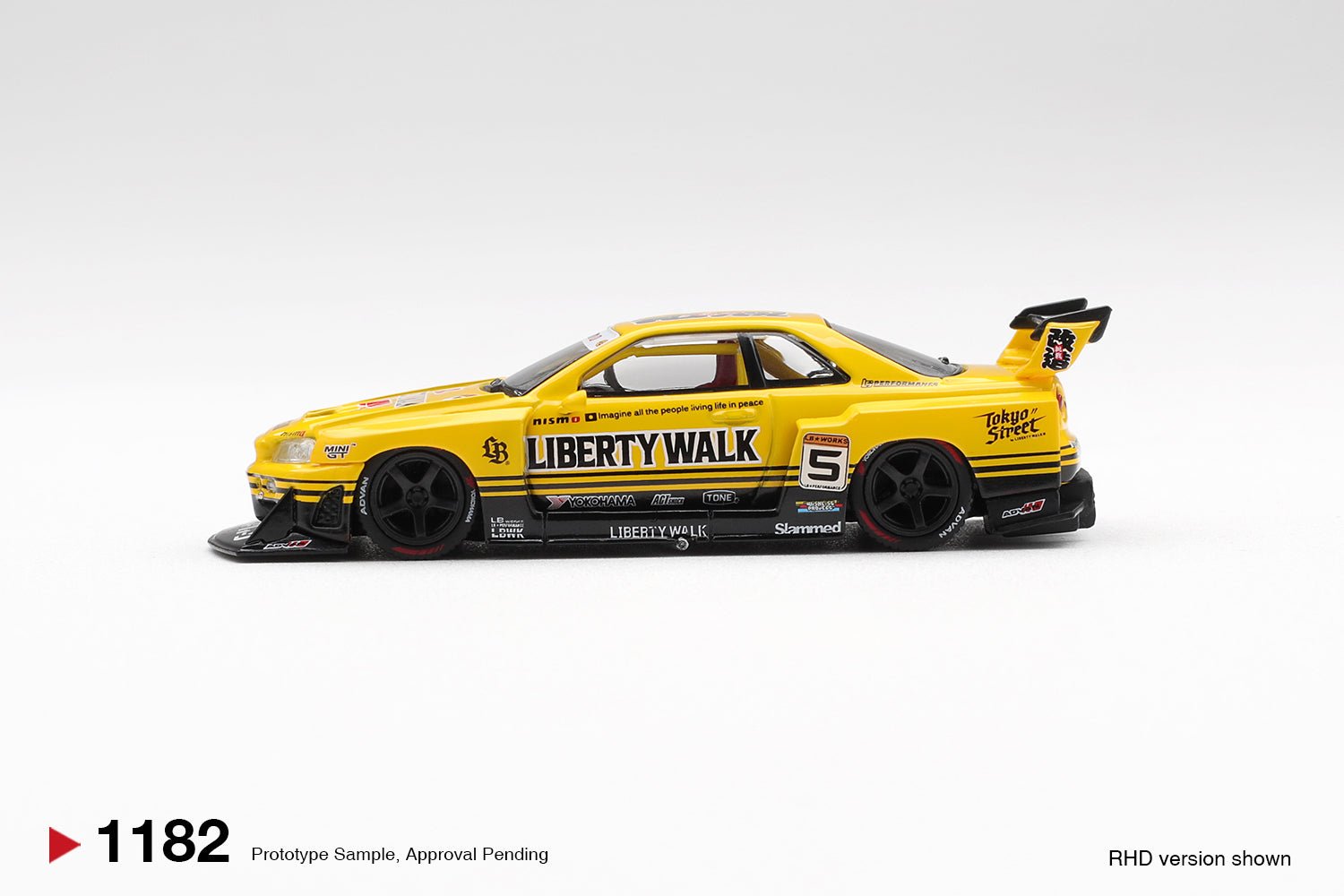 (Coming Soon) 1182 Mini GT 1:64 Nissan LB - ER34 Super Silhouette SKYLINE Sport Yellow - Midnight City Diecast L.C.