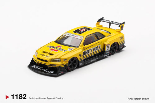 (Coming Soon) 1182 Mini GT 1:64 Nissan LB - ER34 Super Silhouette SKYLINE Sport Yellow - Midnight City Diecast L.C.