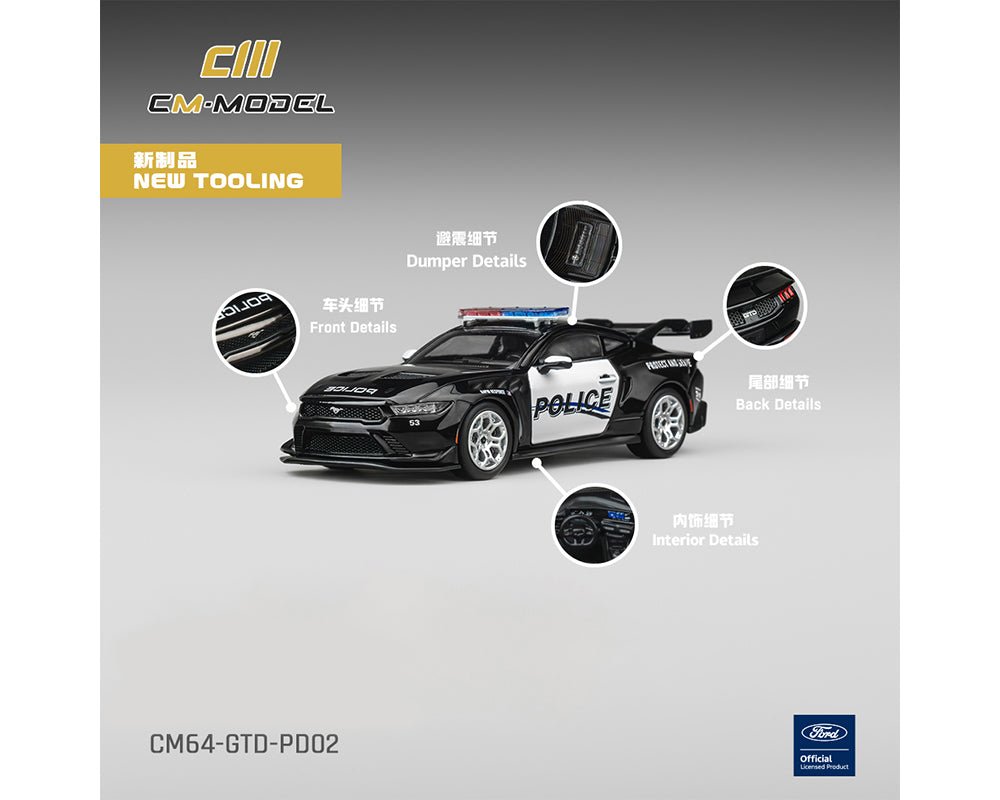 (Coming Soon) CM Model 1:64 Ford Mustang GTD Police – Limited Edition - Midnight City Diecast L.C.