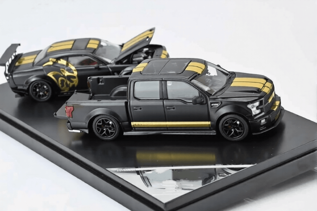 (Coming Soon) (ETA April) Shelby F - 150 Super Snake & Hellcat Black/Gold "American Power" livery GT Show 2026 Exclusive - Midnight City Diecast L.C.