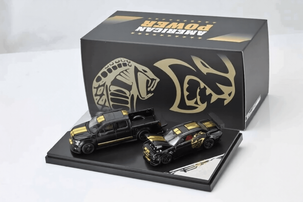 (Coming Soon) (ETA April) Shelby F - 150 Super Snake & Hellcat Black/Gold "American Power" livery GT Show 2026 Exclusive - Midnight City Diecast L.C.