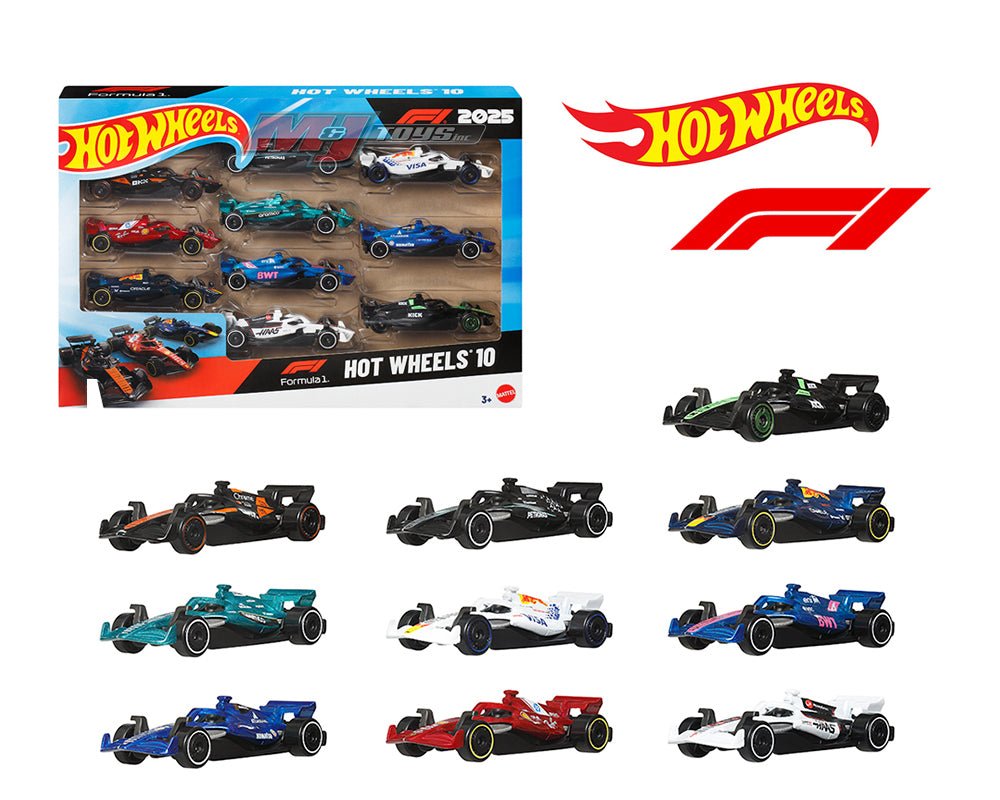 (Coming Soon) Hot Wheels 1:64 Basic 10 Pack Set F1 Racing 2025 - Midnight City Diecast L.C.