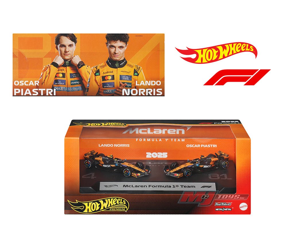 (Coming Soon) Hot Wheels 1:64 F1 2 - Pack 2025 Racing Premium Team McLaren Oscar Piastri 81 / Lando Norris 4 - Midnight City Diecast L.C.