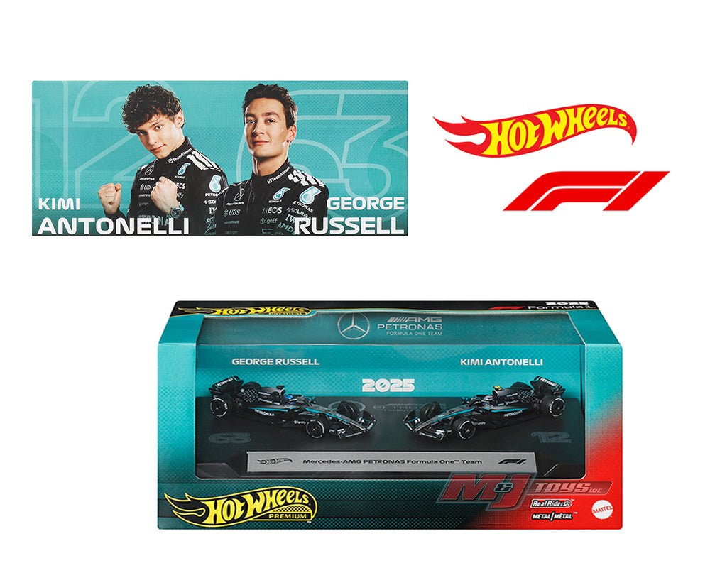 (Coming Soon) Hot Wheels 1:64 F1 2 - Pack 2025 Racing Premium Team Mercedes - AMG George Russel 63 / Kimi Antonelli 12 - Midnight City Diecast L.C.