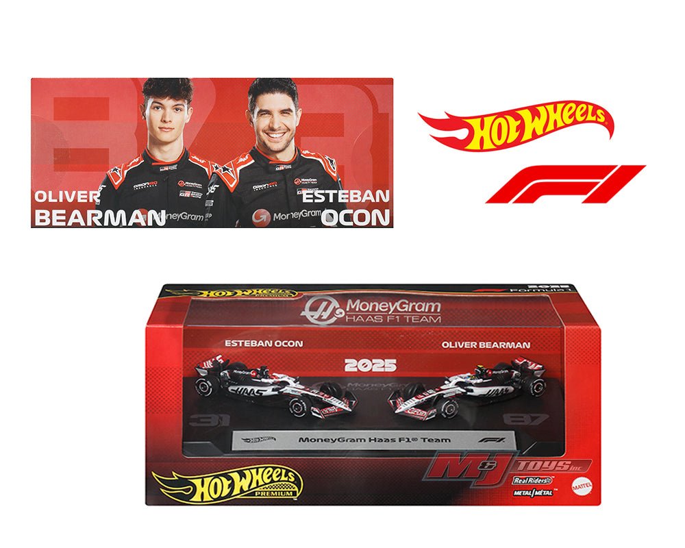 (Coming Soon) Hot Wheels 1:64 F1 2 - Pack 2025 Racing Premium Team MoneyGram Haas Esteban Ocon 31 / Oliver Bearman 87 - Midnight City Diecast L.C.