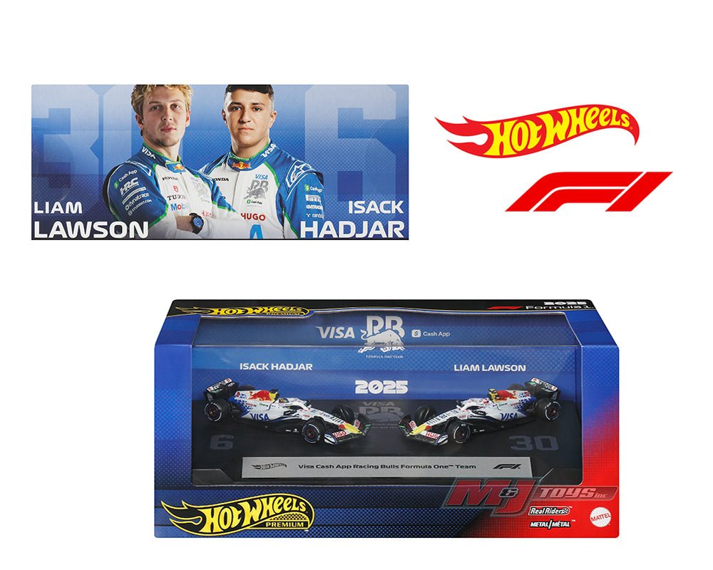 (Coming Soon) Hot Wheels 1:64 F1 2 - Pack 2025 Racing Premium Team Racing Bulls Liam Lawson 30 / Isack Hadjar 6 - Midnight City Diecast L.C.