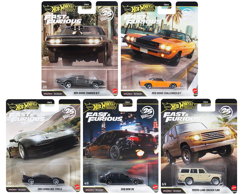 (Coming Soon) Hot Wheels 1:64 Fast & Furious 25Th Anniversary Premium Set of 5 - Midnight City Diecast L.C.