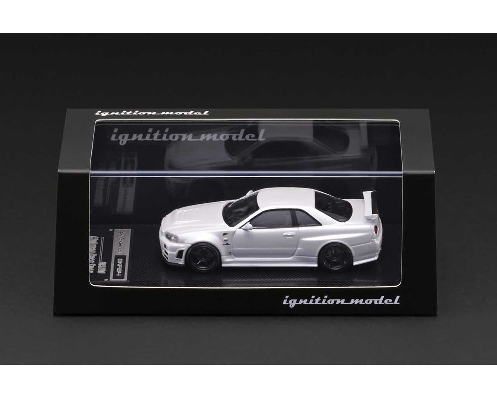 (Coming Soon) Ignition Model 1:64 Nissan Skyline GT - R (BNR34) NISMO – Customized White Metallic – Limited Edition - Midnight City Diecast L.C.