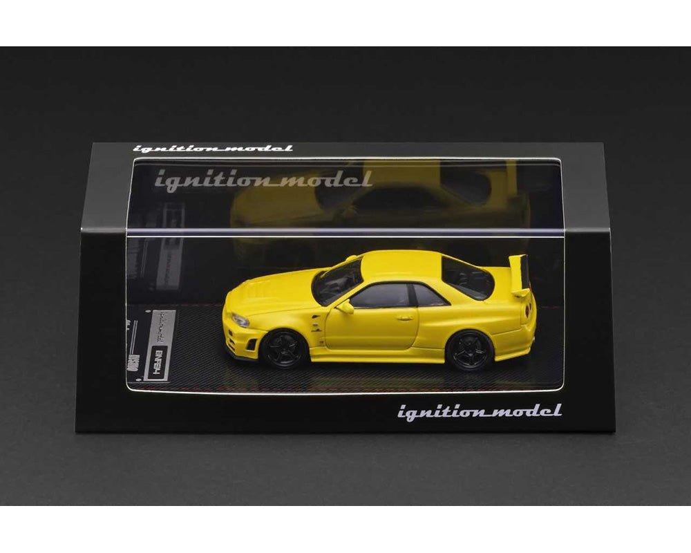 (Coming Soon) Ignition Model 1:64 Nissan Skyline GT - R (BNR34) NISMO – Customized Yellow Metallic – Limited Edition - Midnight City Diecast L.C.