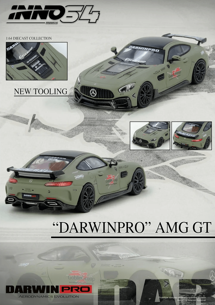 (Coming Soon) INNO64 1/64 "DARWIN PRO" AMG GT Matte Green - Midnight City Diecast L.C.