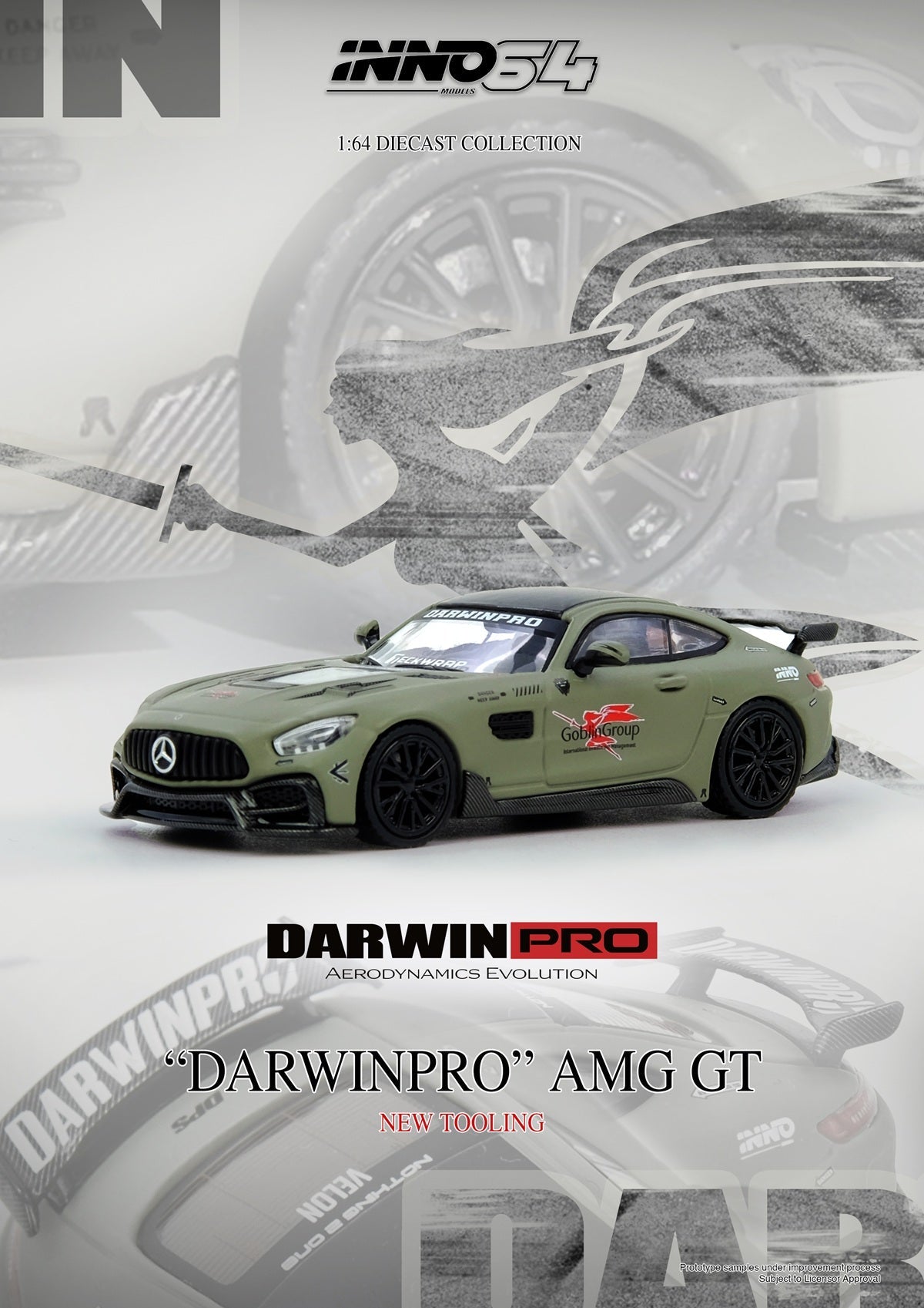 (Coming Soon) INNO64 1/64 "DARWIN PRO" AMG GT Matte Green - Midnight City Diecast L.C.