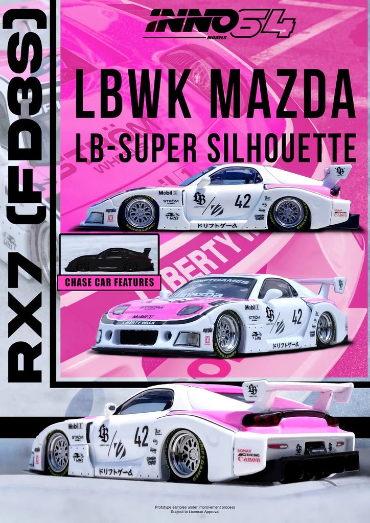 (Coming Soon) INNO64 1/64 MAZDA RX7 (FD3S) LB - SUPER SILHOUETTE "DRIFT GAMES 2025" - Midnight City Diecast L.C.