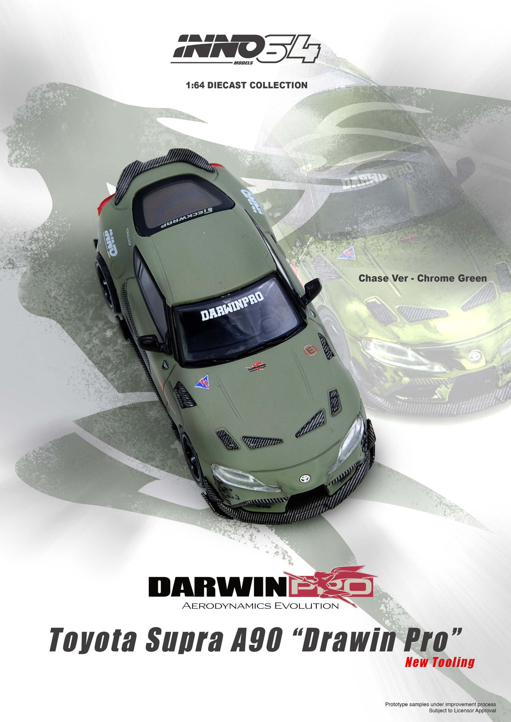 (Coming Soon) INNO64 1/64 TOYOTA SUPRA A90 "DARWIN PRO" Matte Green - Midnight City Diecast L.C.