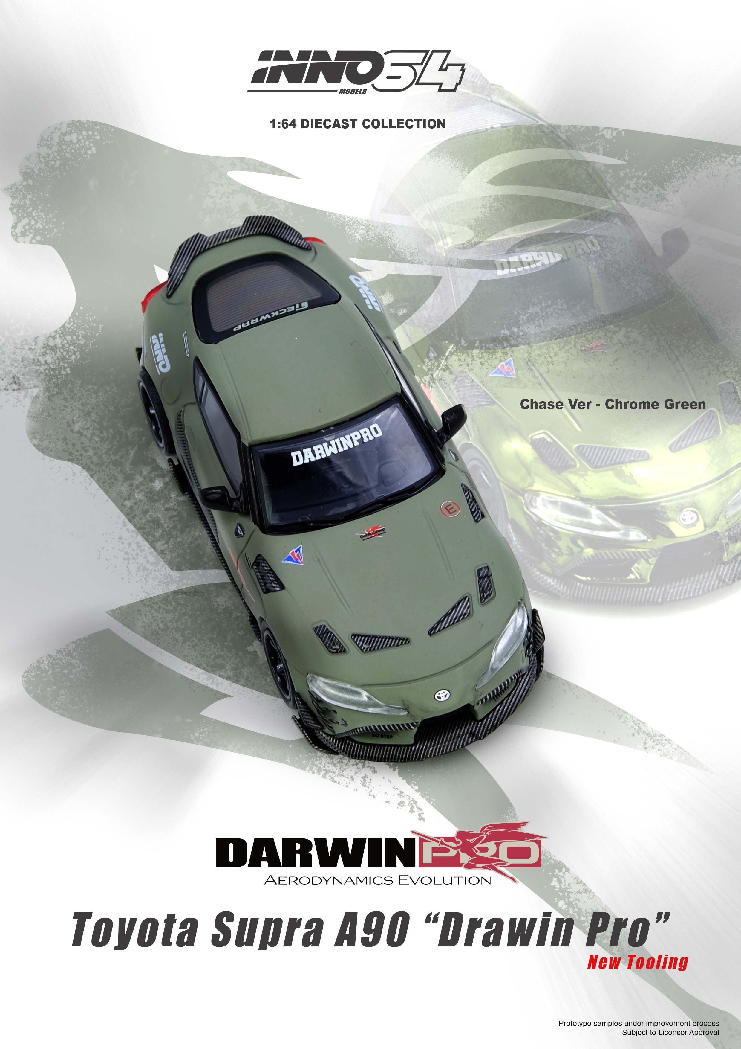 (Coming Soon) INNO64 1/64 TOYOTA SUPRA A90 "DARWIN PRO" Matte Green - Midnight City Diecast L.C.
