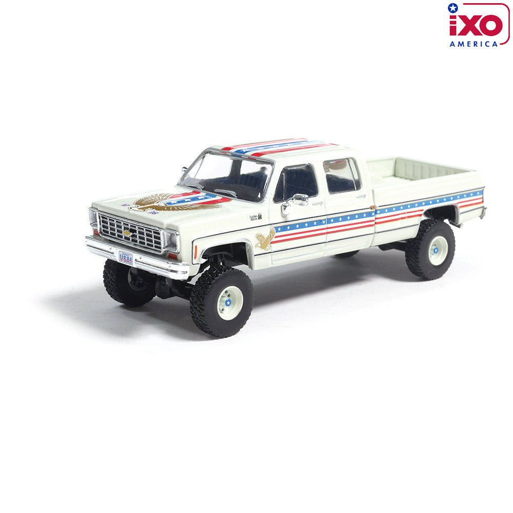 (Coming Soon) IXO 1:64 1976 Chevrolet Custom Deluxe K30 Fleetside - July 4th Exclusive - Midnight City Diecast L.C.