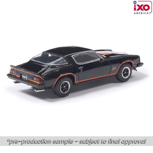 (Coming Soon) IXO 1:64 1977 Chevrolet Camaro Z28 - Black - Midnight City Diecast L.C.