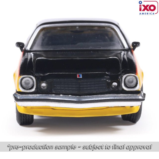 (Coming Soon) IXO 1:64 Scale 1976 Chevrolet Camaro Rally Sport - Bright Yellow and Black - Midnight City Diecast L.C.