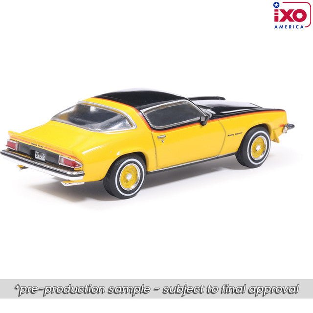 (Coming Soon) IXO 1:64 Scale 1976 Chevrolet Camaro Rally Sport - Bright Yellow and Black - Midnight City Diecast L.C.