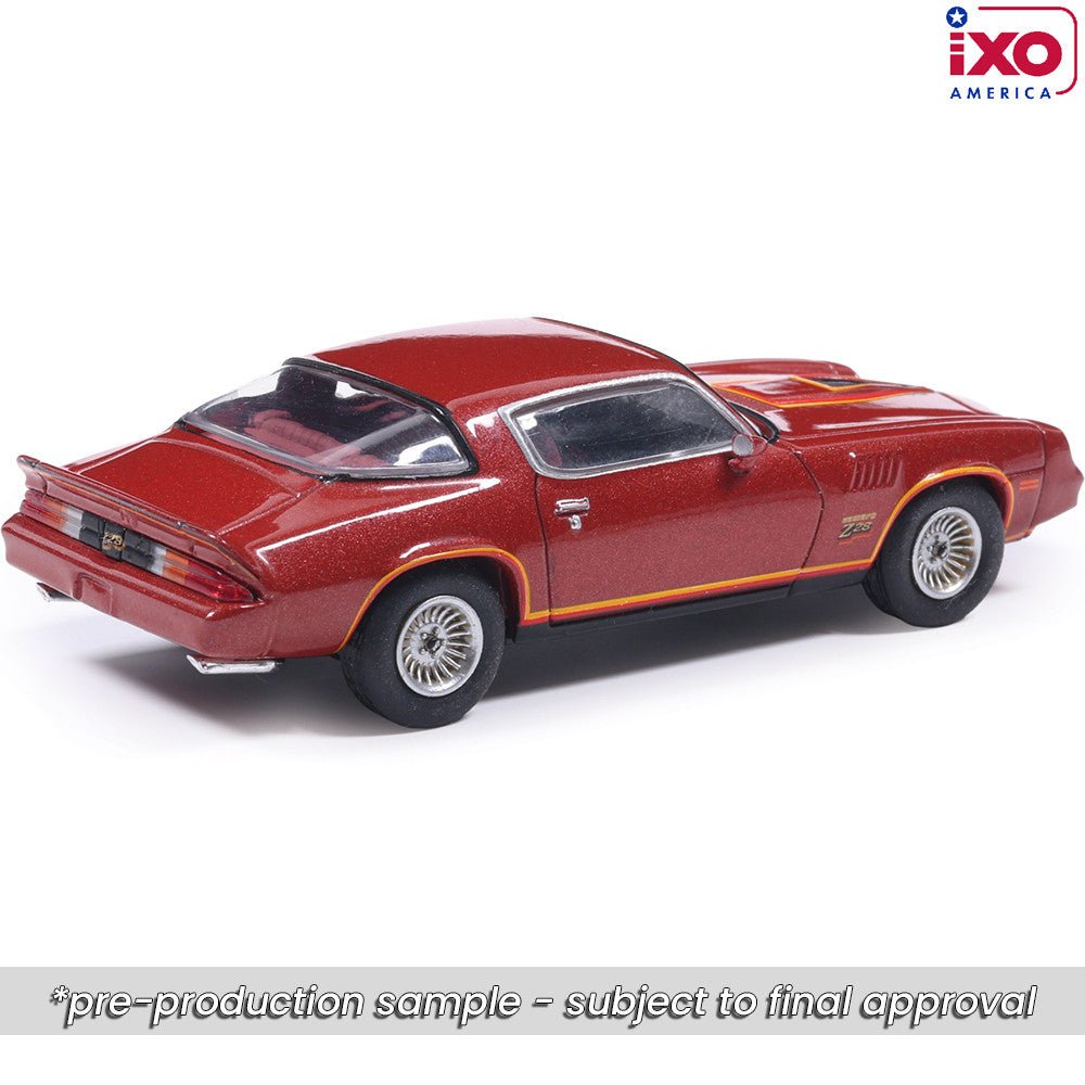 (Coming Soon) IXO 1:64 Scale 1978 Chevrolet Camaro Z28 - Carmine Metallic - Midnight City Diecast L.C.