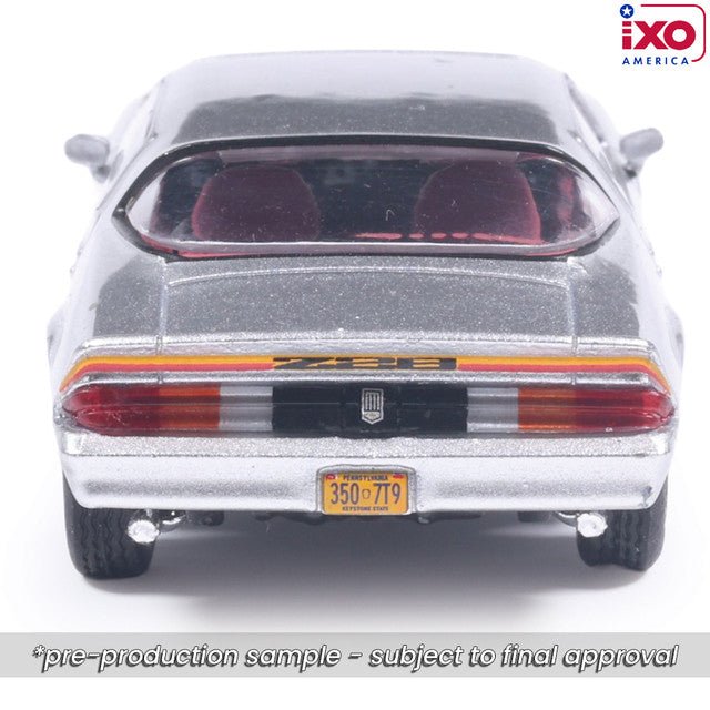 (Coming Soon) IXO 1:64 Scale 1979 Chevrolet Camaro Z28 - Silver with Orange Stripes - Midnight City Diecast L.C.