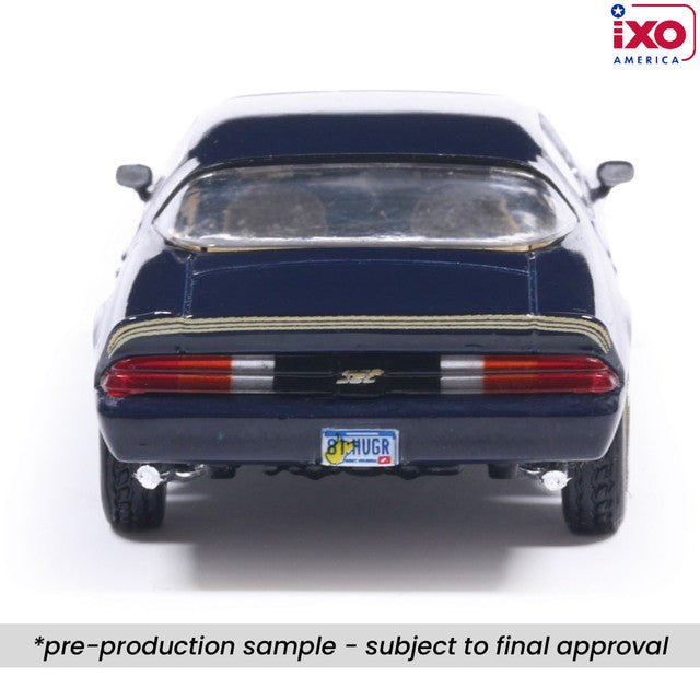 (Coming Soon) IXO 1:64 Scale 1981 Chevrolet Camaro Z28 - Dark Blue Metallic with Gold Striping - Midnight City Diecast L.C.