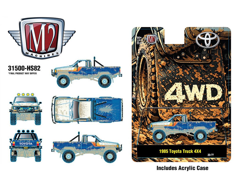 (Coming Soon) M2 Machines 1:64 1985 Toyota Truck 4×4 Off Road - Midnight City Diecast L.C.