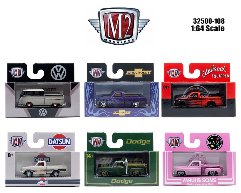 (Coming Soon) M2 Machines 1:64 Auto - Thentics Release 108 Set of 6 (Random Chance of Chase) - Midnight City Diecast L.C.