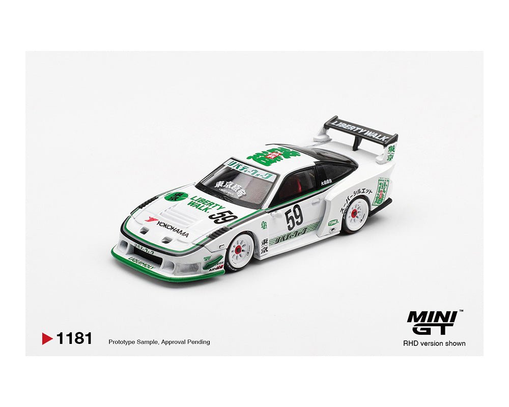 (Coming Soon) Mini GT 1181 1:64 Nissan LB - Silhouette 180SX – White - Midnight City Diecast L.C.