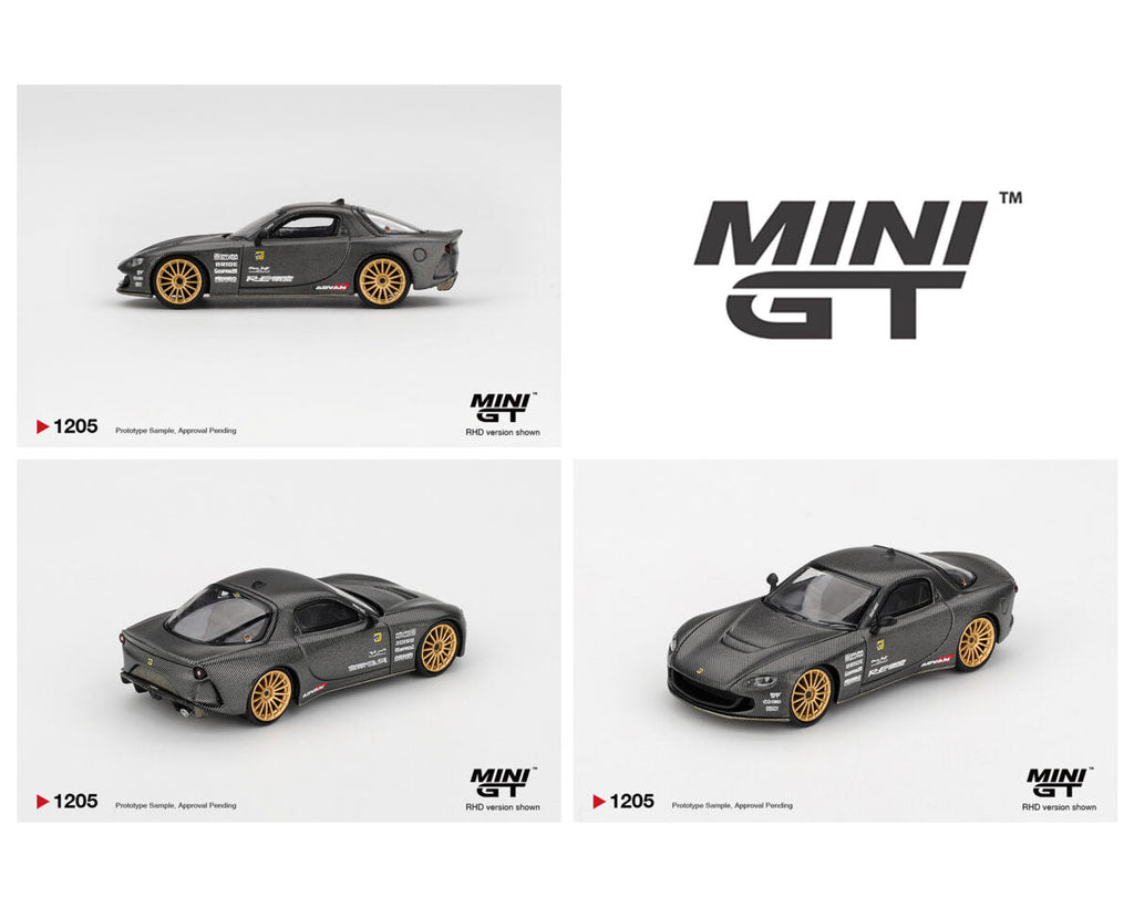 (Coming Soon) Mini GT 1205 1:64 Mazda RX - 7 RE - Amemiya Matsukiyo KOKU 3 Rotor NA - 7 TAS 2025 Best Tuned Car Award – Carbon - Midnight City Diecast L.C.