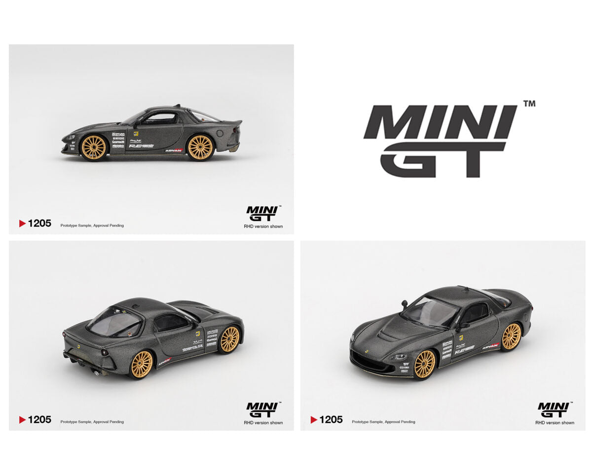 (Coming Soon) Mini GT 1205 1:64 Mazda RX - 7 RE - Amemiya Matsukiyo KOKU 3 Rotor NA - 7 TAS 2025 Best Tuned Car Award – Carbon - Midnight City Diecast L.C.