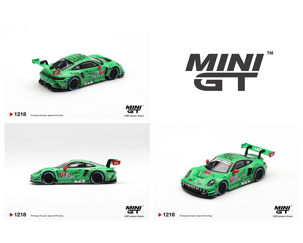 (Coming Soon) Mini GT 1218 1:64 Porsche 911 GT3 R (992) 77 AO Racing 2025 IMSA Sebring 12 Hrs Class Winner - Midnight City Diecast L.C.