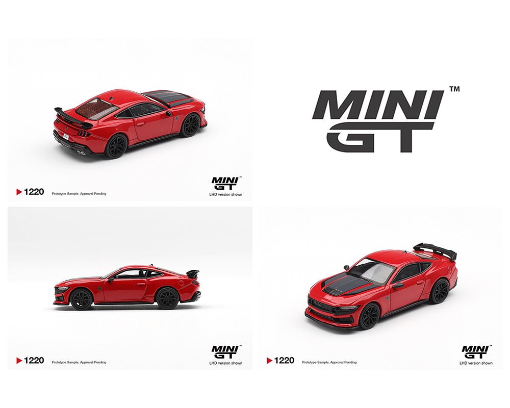 (Coming Soon) Mini GT 1220 1:64 Ford Mustang Dark Horse – Race Red - Midnight City Diecast L.C.