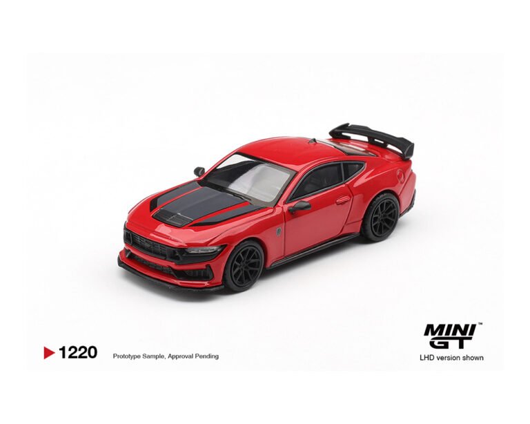(Coming Soon) Mini GT 1220 1:64 Ford Mustang Dark Horse – Race Red - Midnight City Diecast L.C.