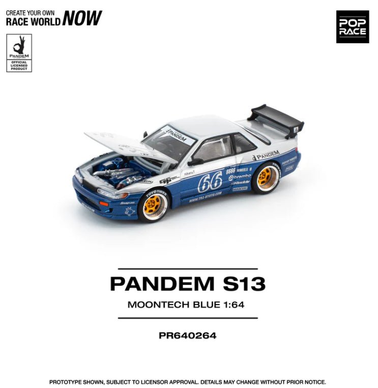(Coming Soon) Pop Race Nissan Pandem Silvia S13 Moontech Blue - Midnight City Diecast L.C.