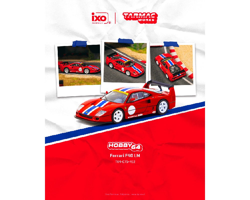 (Coming Soon) Tarmac Works 1:64 Ferrari F40 LM Red - Midnight City Diecast L.C.