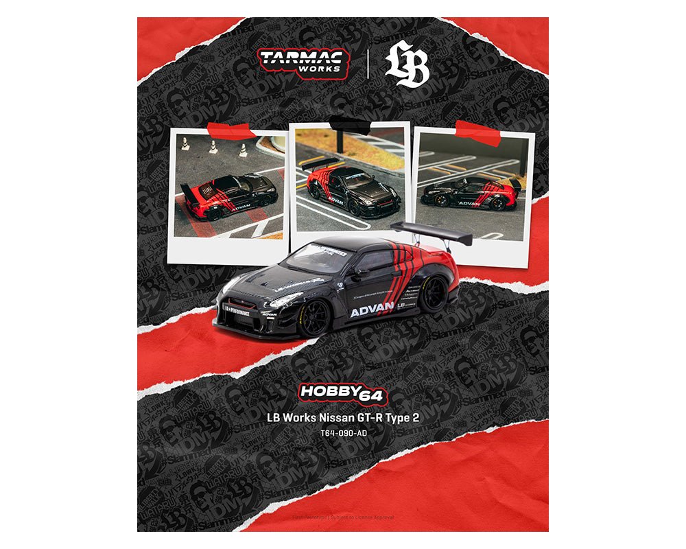 (Coming Soon) Tarmac Works 1:64 LB Works Nissan GT - R Type 2 Advan - Midnight City Diecast L.C.