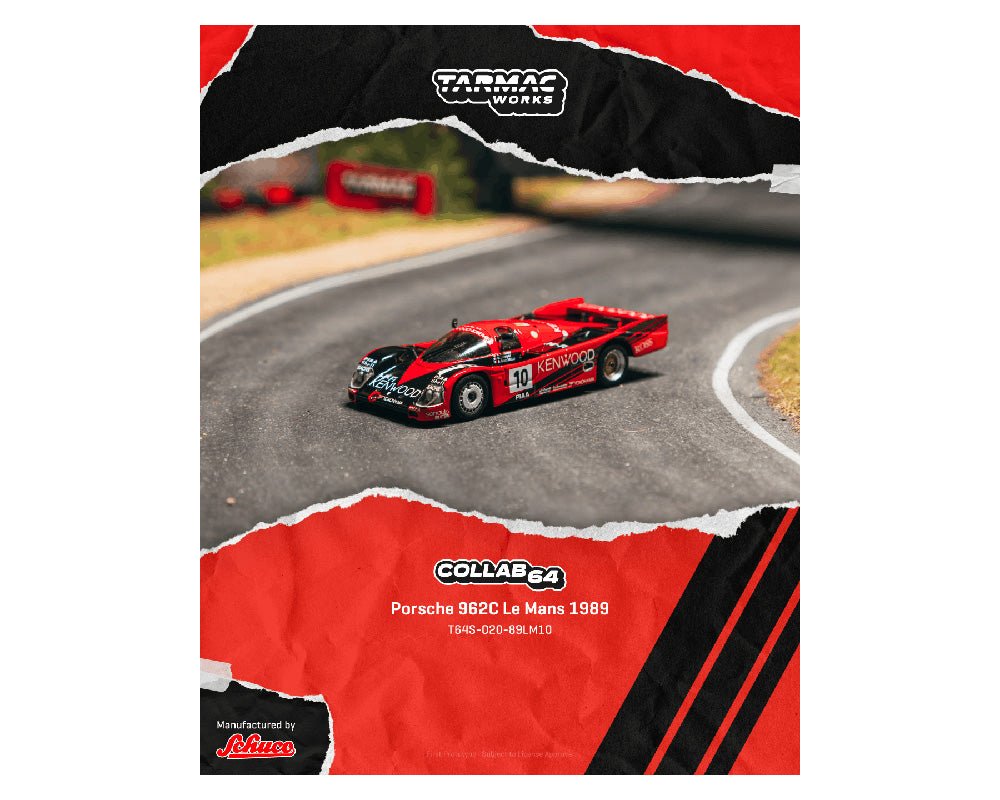 (Coming Soon) Tarmac Works 1:64 Porsche 962 Le Mans 1989 10 – Red - Midnight City Diecast L.C.
