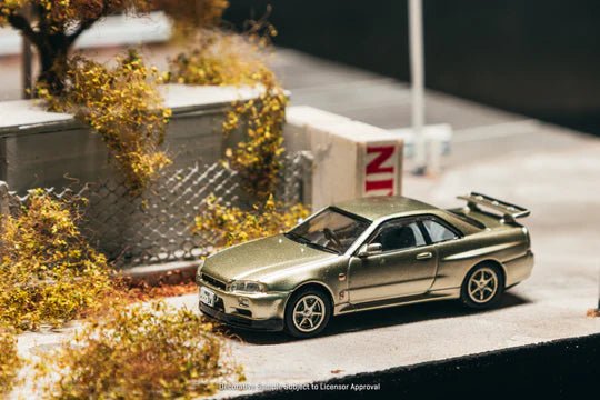 (Coming Soon) Tarmac Works x J - Collection 1:64 Nissan Skyline GT - R 34 – Millenium Jade – Collab64 - Midnight City Diecast L.C.