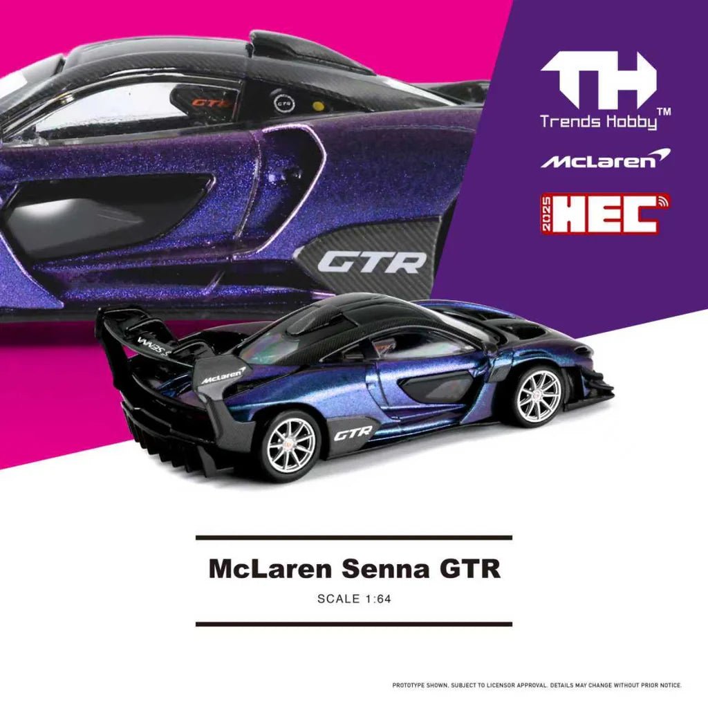 (Coming Soon) Trends Hobby 1/64 McLaren Senna GTR Magic Purple HCFC 2025 Limited Edition (ONLY 2888 Pcs) - Midnight City Diecast L.C.