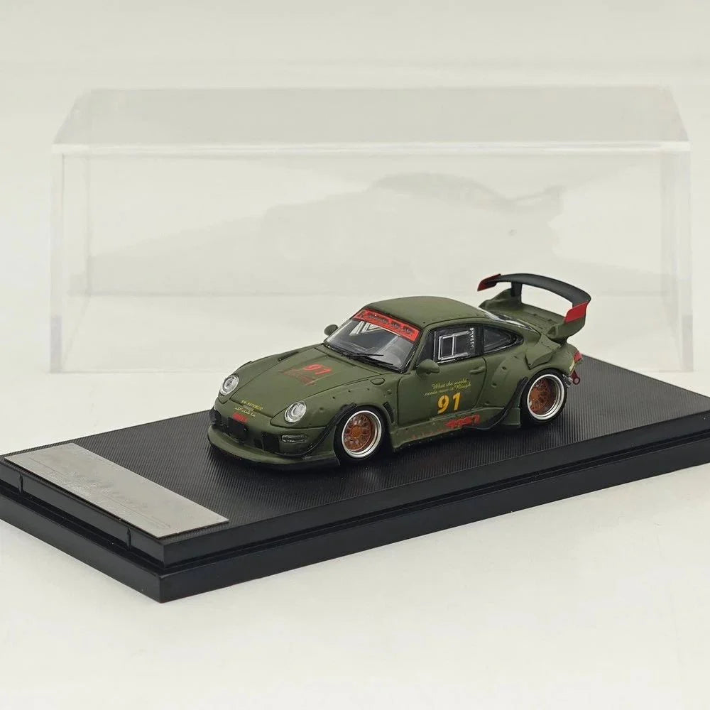 Street Warrior 1/64 Porsche 993 RWB #91 Matte Green