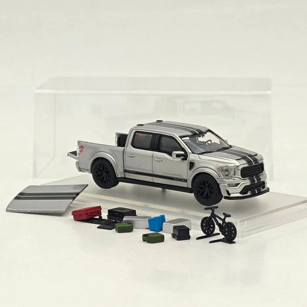 Fine Works64 x Mini Kars Carroll Shelby F-150 Pickup Truck Silver/Grey With Accessories